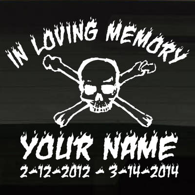 SkullCrossbones_ZFX53 In Loving Memory Decal Main Image