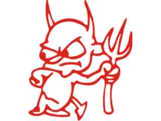  Devil Pitch Fork Cartoon Decal Proportional