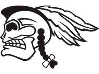  Skull Indian Mohawk Decal Proportional