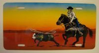 Cowboy And Cow Rodeo Lasso car plate graphic