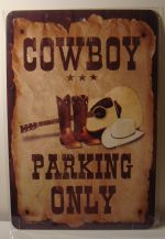 Cowboy Parking Only Boots Guitar Sombrero Rodeo car plate graphic