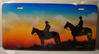 Cowboy Sunrise Country Horse Team car plate graphic