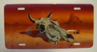 Cow Skull Send Desert Cowboy car plate graphic