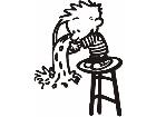  Calvin Pouring Water Decal