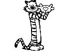  Cat Calvin Heart Decal