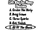  Life Has Too Many Choices Decal