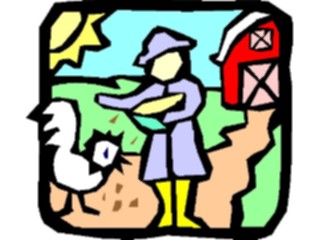 Sticker Custom Preview Image #000862 Agriculture Farmer Feeding Chicken