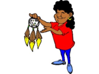 Sticker Custom Preview Image #014072 Americana Symbols History Holding Dream Catcher