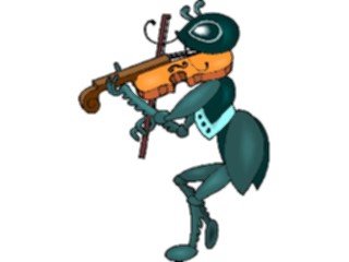 Sticker Custom Preview Image #017603 Animals Cartoons Ant Playing Fiddle