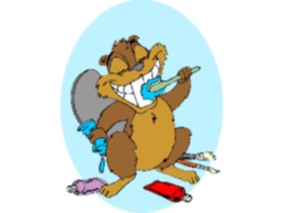Sticker Custom Preview Image #017820 Animals Cartoons Beaver Brushing Teeth