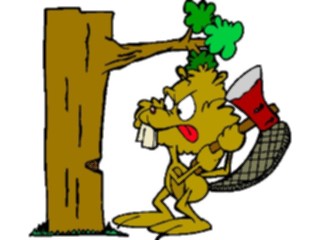 Sticker Custom Preview Image #017822 Animals Cartoons Beaver Cutting Down Tree