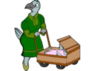 Sticker Custom Preview Image #018007 Animals Cartoons Birdwith Stroller