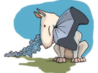 Sticker Custom Preview Image #018123 Animals Cartoons Bull Terrier Chewing Girder