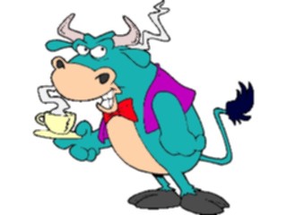 Sticker Custom Preview Image #018125 Animals Cartoons Bull Waiter