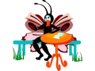 Sticker Custom Preview Image #018176 Animals Cartoons Butterfly Drinking Coffee