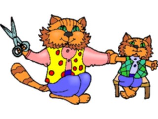 Sticker Custom Preview Image #018311 Animals Cartoons Cat Cutting Hair
