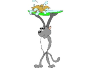 Sticker Custom Preview Image #018372 Animals Cartoons Cat Holding Bird Bath
