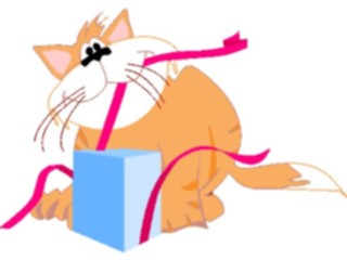 Sticker Custom Preview Image #018440 Animals Cartoons Cat Opening Gift