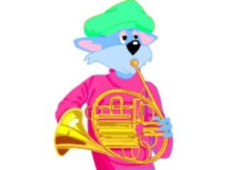Sticker Custom Preview Image #018452 Animals Cartoons Cat Playing French Horn