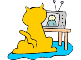 Sticker Custom Preview Image #018532 Animals Cartoons Cat Watching Television