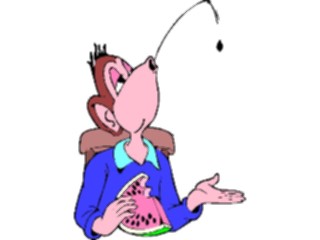 Sticker Custom Preview Image #018697 Animals Cartoons Chimp Eating Watermelon