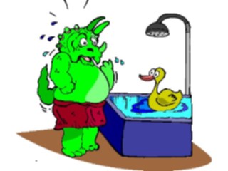 Sticker Custom Preview Image #018996 Animals Cartoons Dinosaur Takinga Bath1