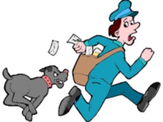 Sticker Custom Preview Image #019128 Animals Cartoons Dog Chasing Postal Carrier