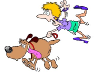 Sticker Custom Preview Image #019294 Animals Cartoons Dog Leading Owner