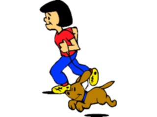 Sticker Custom Preview Image #019378 Animals Cartoons Dog Runningwith Girl