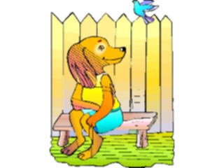 Sticker Custom Preview Image #019407 Animals Cartoons Dog Sittingon Bench