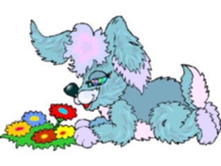 Sticker Custom Preview Image #019427 Animals Cartoons Dog Sniffing Flowers