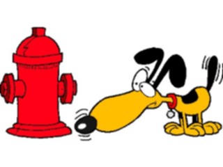 Sticker Custom Preview Image #019429 Animals Cartoons Dog Sniffing Hydrant