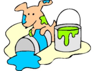 Sticker Custom Preview Image #019431 Animals Cartoons Dog Spilling Paint