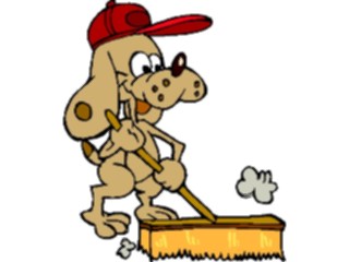 Sticker Custom Preview Image #019441 Animals Cartoons Dog Sweeping