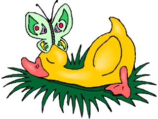 Sticker Custom Preview Image #019656 Animals Cartoons Duck Butterfly