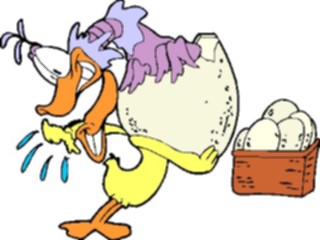 Sticker Custom Preview Image #019658 Animals Cartoons Duck Carrying Alien Egg