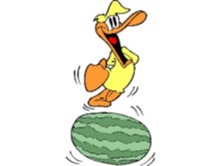 Sticker Custom Preview Image #019703 Animals Cartoons Duck Riding Watermelon