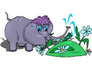 Sticker Custom Preview Image #019837 Animals Cartoons Elephant Watering Flowers