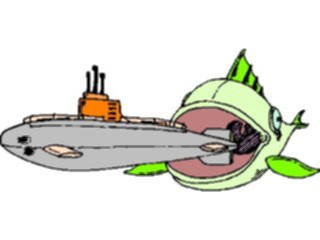 Sticker Custom Preview Image #019975 Animals Cartoons Fish Eating Submarine