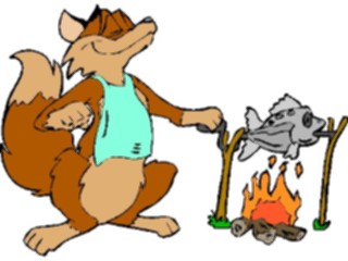 Sticker Custom Preview Image #020116 Animals Cartoons Fox Cooking Fish