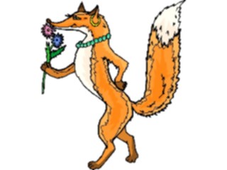 Sticker Custom Preview Image #020136 Animals Cartoons Fox Smelling Flowers