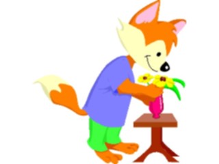 Sticker Custom Preview Image #020144 Animals Cartoons Foxwith Flowers1