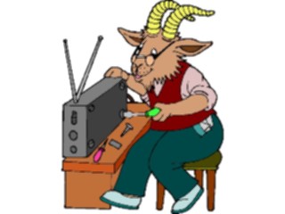 Sticker Custom Preview Image #020283 Animals Cartoons Goat Repairing Radio
