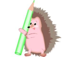 Sticker Custom Preview Image #020376 Animals Cartoons Hedgehogwith Pencil