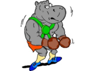 Sticker Custom Preview Image #020411 Animals Cartoons Hippo Boxing