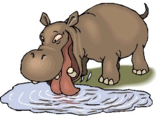 Sticker Custom Preview Image #020413 Animals Cartoons Hippo Drinking