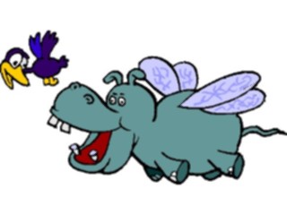 Sticker Custom Preview Image #020414 Animals Cartoons Hippo Flying