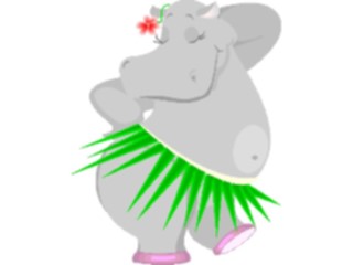 Sticker Custom Preview Image #020416 Animals Cartoons Hippoin Grass Skirt
