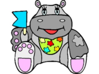 Sticker Custom Preview Image #020426 Animals Cartoons Hippo Waving Flag