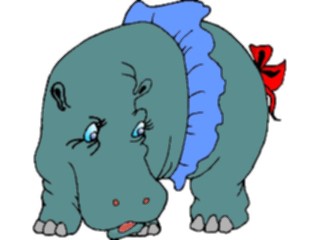Sticker Custom Preview Image #020427 Animals Cartoons Hippo Wearing Skirt